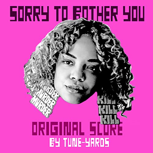 “Sorry to Bother You” vinyl record cover with portrait and pink background.