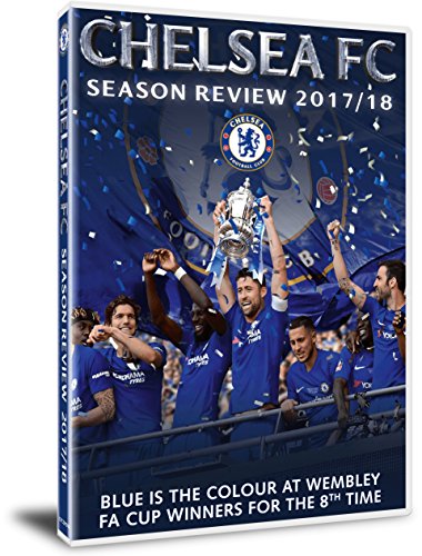 Chelsea FC Season Review 2017/18 DVD cover with celebrating players and trophy.