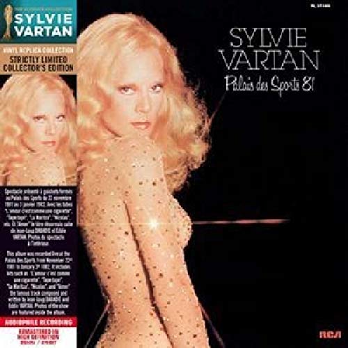Sylvie Vartan CD cover: blonde woman in a sparkling, sheer top.