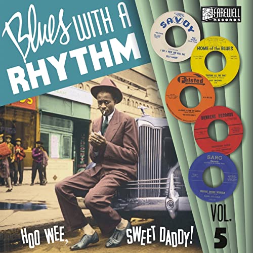 Vinyl album cover featuring a blues musician with vintage record labels.