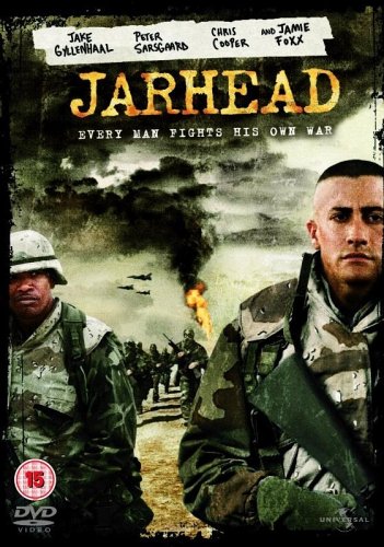 DVD cover for "Jarhead" featuring soldiers in uniform with a war scene behind them.
