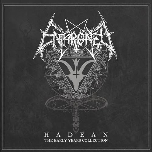 Black album cover with ornate white lettering and a central skull design.