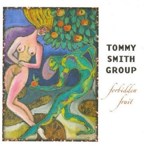 Album cover with surrealist illustration of nude woman and serpent under fruit tree.