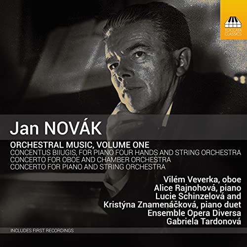 CD cover for Jan Novák’s Orchestral Music, Volume One, featuring a portrait.