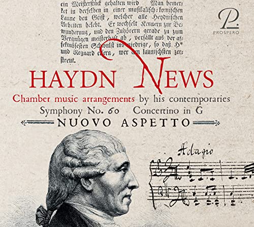 CD cover for “Haydn News” featuring a portrait of composer Joseph Haydn.