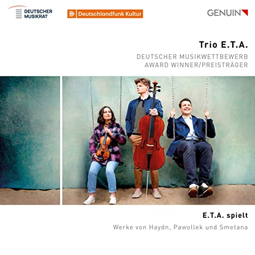 CD cover featuring Trio E.T.A., three musicians on swings.