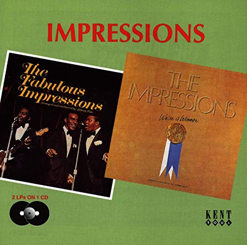 "CD cover with two album art images, green background, and 'Impressions' in red."