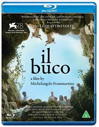 Blu-ray cover for "Il Buco" film, featuring a cave and people below.