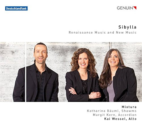 CD cover with three musicians in black attire against a grey background.