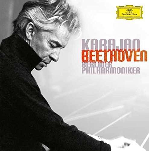 CD cover featuring a black-and-white image of Herbert Karajan conducting, with text overlay.