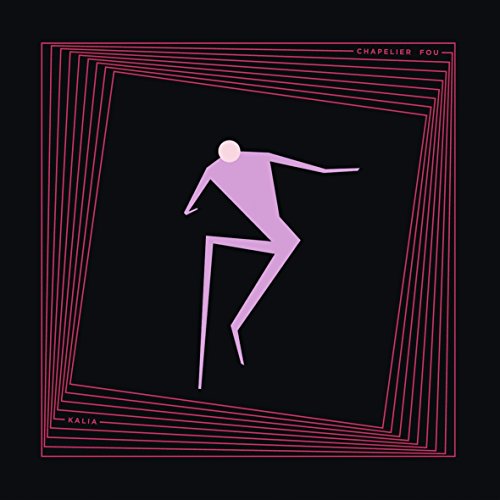 Black album cover with a pink abstract figure and neon squares.