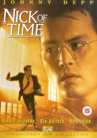 DVD cover for "Nick of Time" featuring Johnny Depp and a running man.