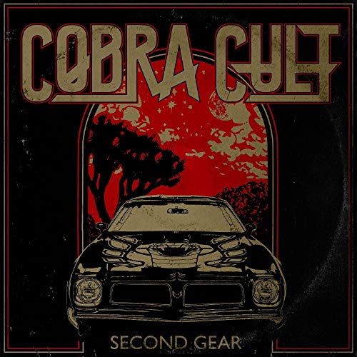 CD cover for Cobra Cult’s “Second Gear” featuring a car and red sunset.