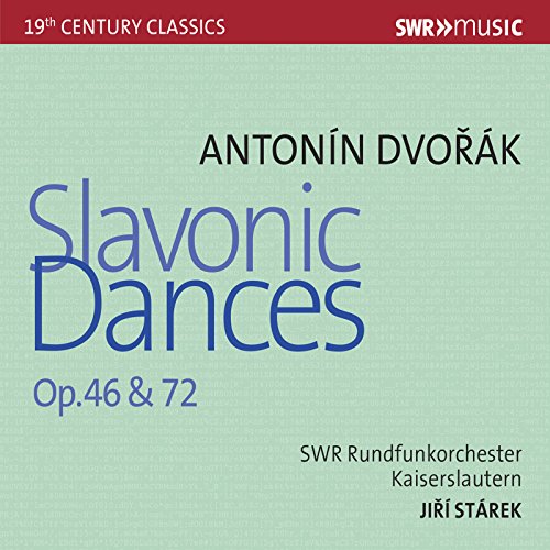 CD cover for Dvořák’s Slavonic Dances, featuring blue text on green.