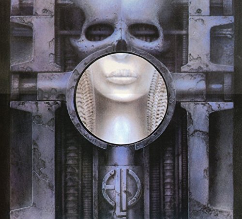 "Album cover featuring a skull and a mannequin's mouth in a mechanical frame."