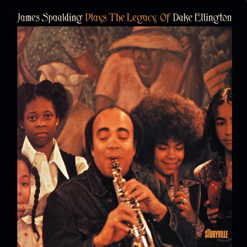 "Album cover featuring a man playing saxophone surrounded by people."