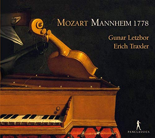 CD cover featuring a violin and harpsichord, Mozart Mannheim 1778.