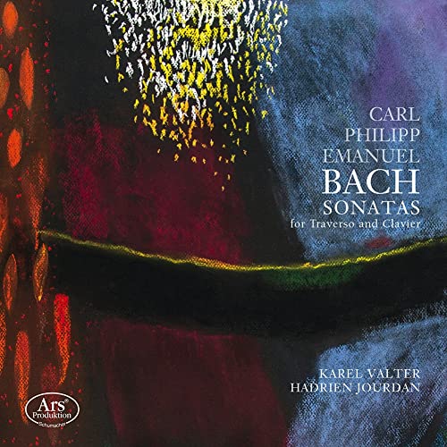 CD cover for CPE Bach sonatas, featuring abstract gold and red artwork.
