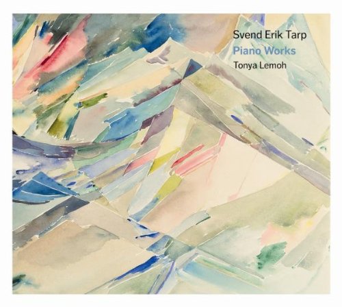 "Album cover with abstract watercolor painting and text: 'Svend Erik Tarp Piano Works Tonya Lemoh'."