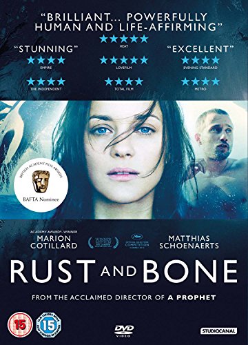 DVD cover for “Rust and Bone” featuring Marion Cotillard and Matthias Schoenaerts.