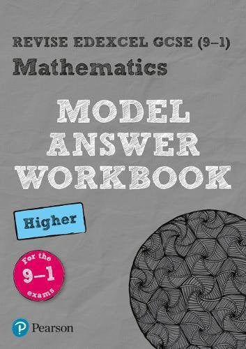 "Grey workbook cover with 'Mathematics Model Answer Workbook' text and geometric pattern."