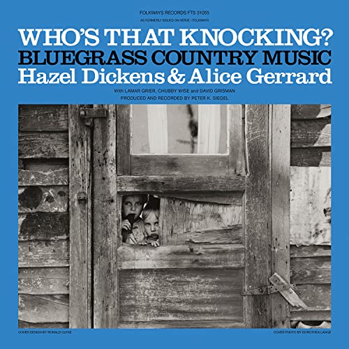 Album cover: "Who's That Knocking?" featuring a rustic wooden door and children.
