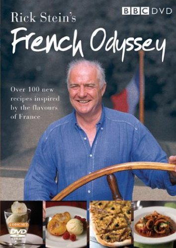 Rick Stein’s “French Odyssey” DVD cover featuring the chef and French food.