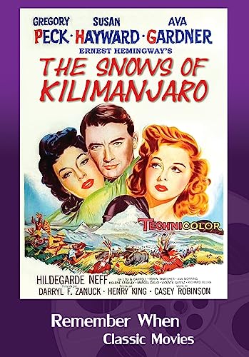 Movie poster for "The Snows of Kilimanjaro" featuring three actors.