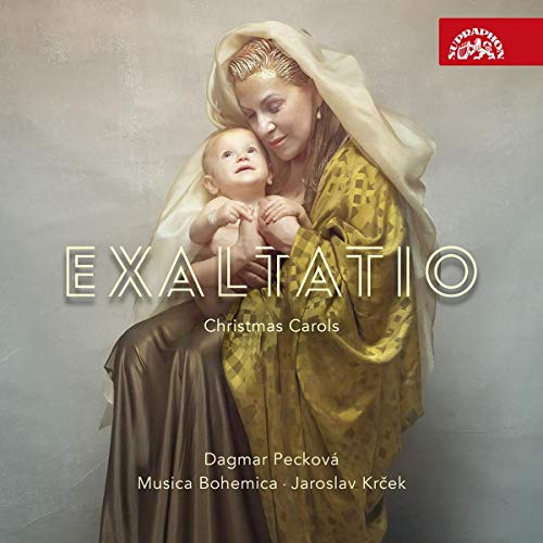 "CD cover featuring a painting of Mary holding baby Jesus, with text overlay."