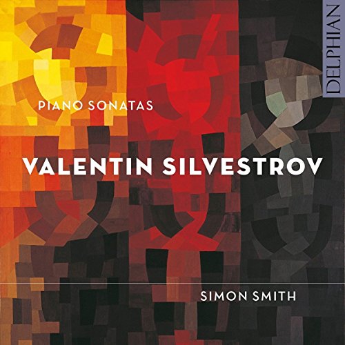 "CD cover with abstract mosaic background, featuring 'Valentin Silvestrov' and 'Simon Smith' in white text."