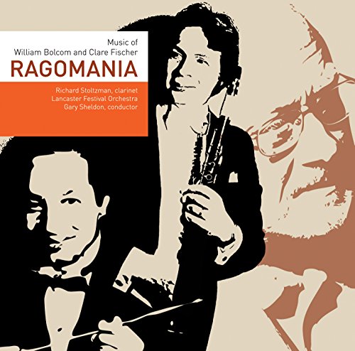 "Album cover with monochrome illustrations of a clarinetist and a conductor."