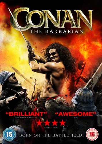 DVD cover for "Conan the Barbarian" featuring a muscular warrior with a sword.