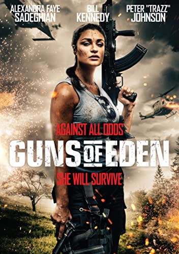 DVD cover for "Guns Of Eden" featuring a woman holding a rifle.