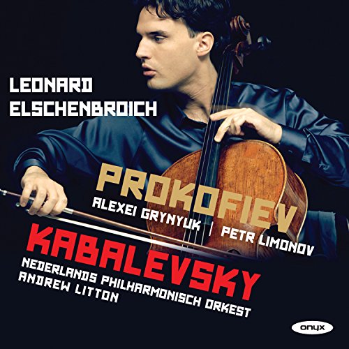 Cellist Leonard Elschenbroich on CD cover for Prokofiev and Kabalevsky works.