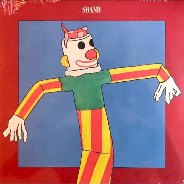 Album cover for Shame’s “All the Hits” featuring a cartoon clown illustration.