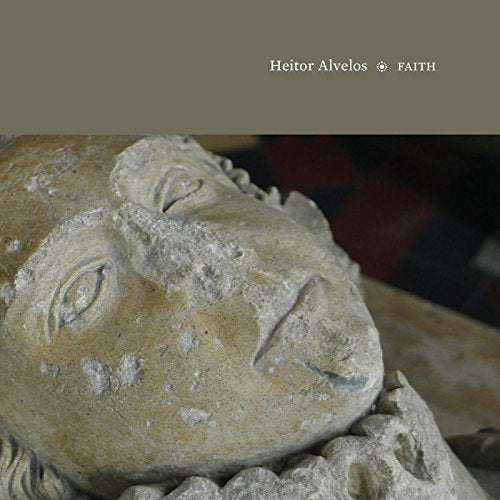 CD cover for Heitor Alvelos’ “Faith” featuring a stone face sculpture.