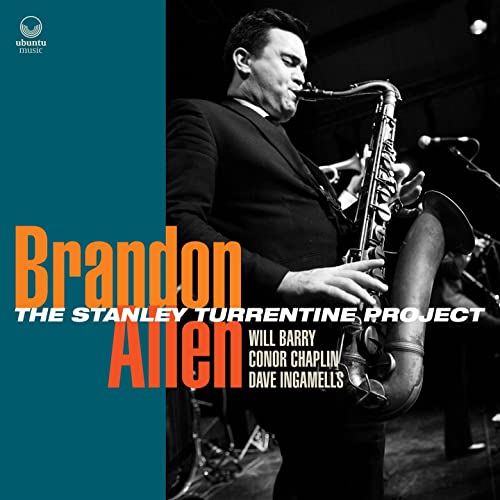 CD cover featuring saxophonist Brandon Allen, teal and orange text.