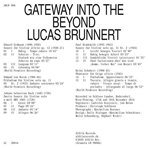 Back cover of a CD featuring a tracklist and credits in black text.