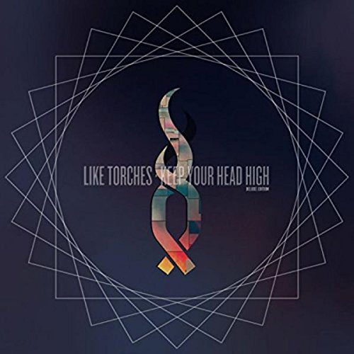"Album cover art with a stylized flame logo on a dark background."