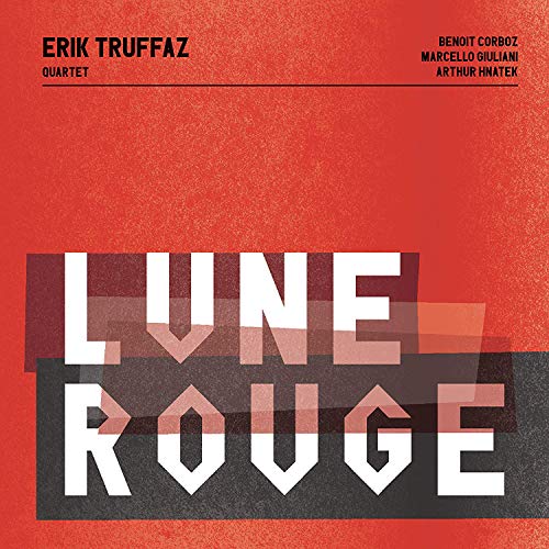 Red album cover with white and black text, featuring "Lune Rouge" in large letters.