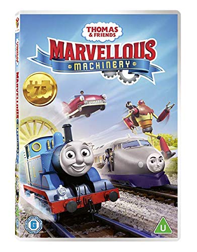 “Thomas & Friends: Marvellous Machinery” DVD cover featuring trains and robots.