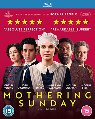 “Mothering Sunday” Blu-ray cover featuring Odessa Young and Colin Firth.