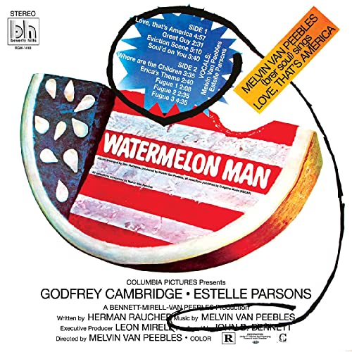 Vinyl record for Melvin Van Peebles’ “Watermelon Man” with watermelon art.