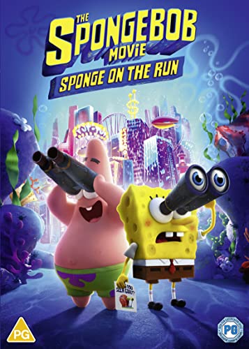 SpongeBob and Patrick with binoculars on the DVD cover for "Sponge on the Run".
