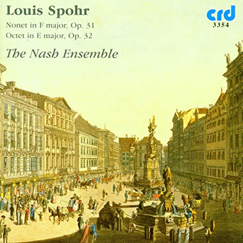 CD cover featuring a classical street scene and text for Spohr’s Nonet & Octet.