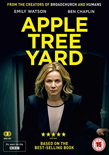 DVD cover for "Apple Tree Yard" featuring Emily Watson in a dark setting.