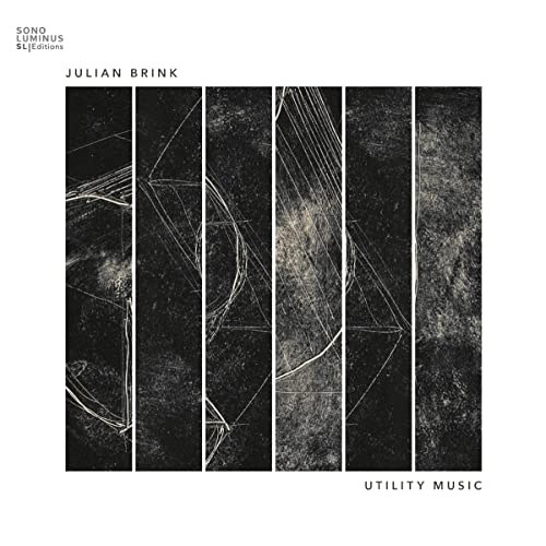 CD cover for Julian Brink’s “Utility Music” with abstract, dark imagery.