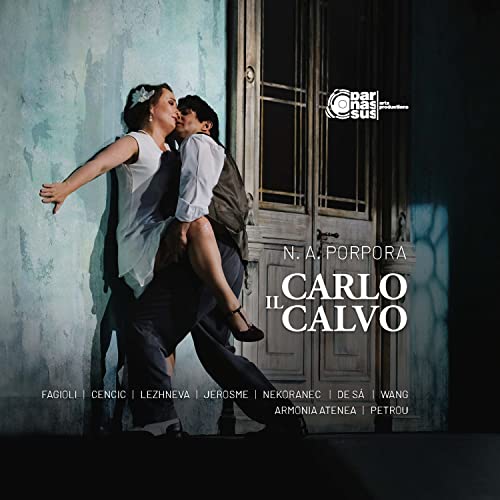 CD cover: couple embracing, ornate doorway background, text “N.A. Porpora Carlo il Calvo”.