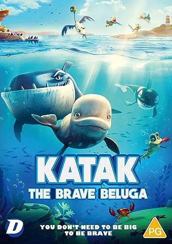 “Katak: The Brave Beluga” DVD cover featuring cartoon whales and sea creatures.
