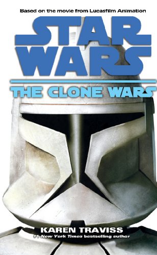 "Book cover featuring a silver clone trooper helmet, with 'Star Wars: The Clone Wars' title."